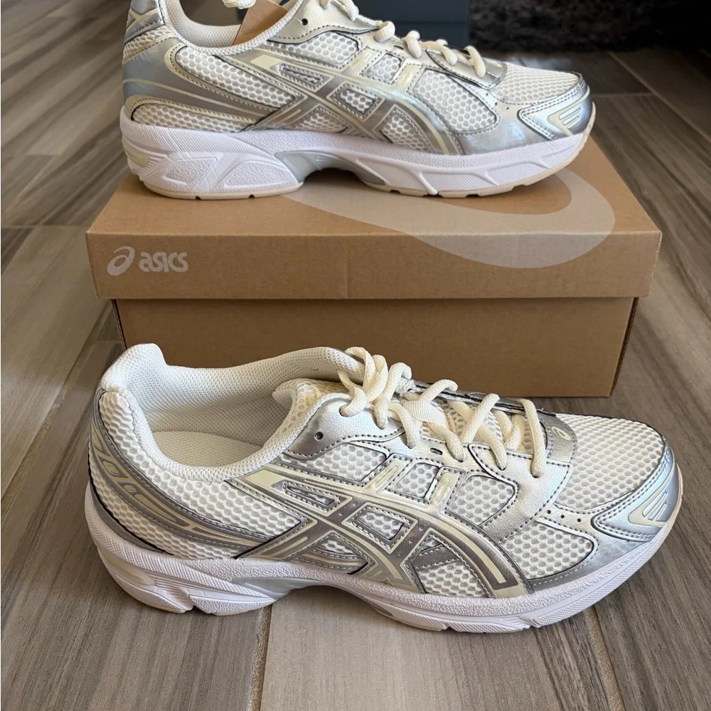 Women's ASICS GEL-1130 Casual Shoes - Cream Pure Silver 1202A164-107 - Picture 3 of 6